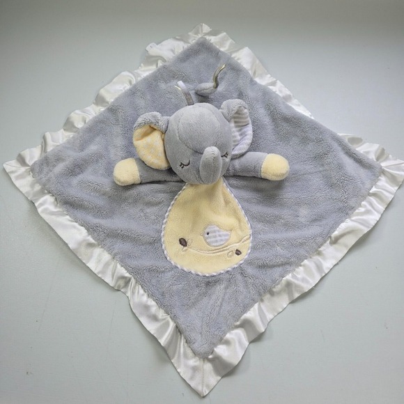 Douglas Baby Elephant Lovey Gray Yellow Satin Trim Security Blanket Plush - Picture 2 of 11